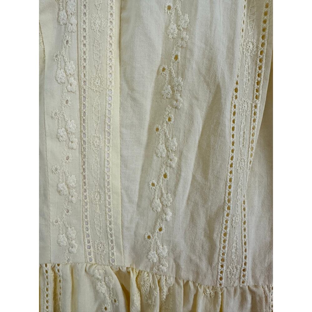 Laundry by Shelli Segal Butter Yellow Cotton Embroidered Eyelet Mini Dress 6 - Picture 4 of 10